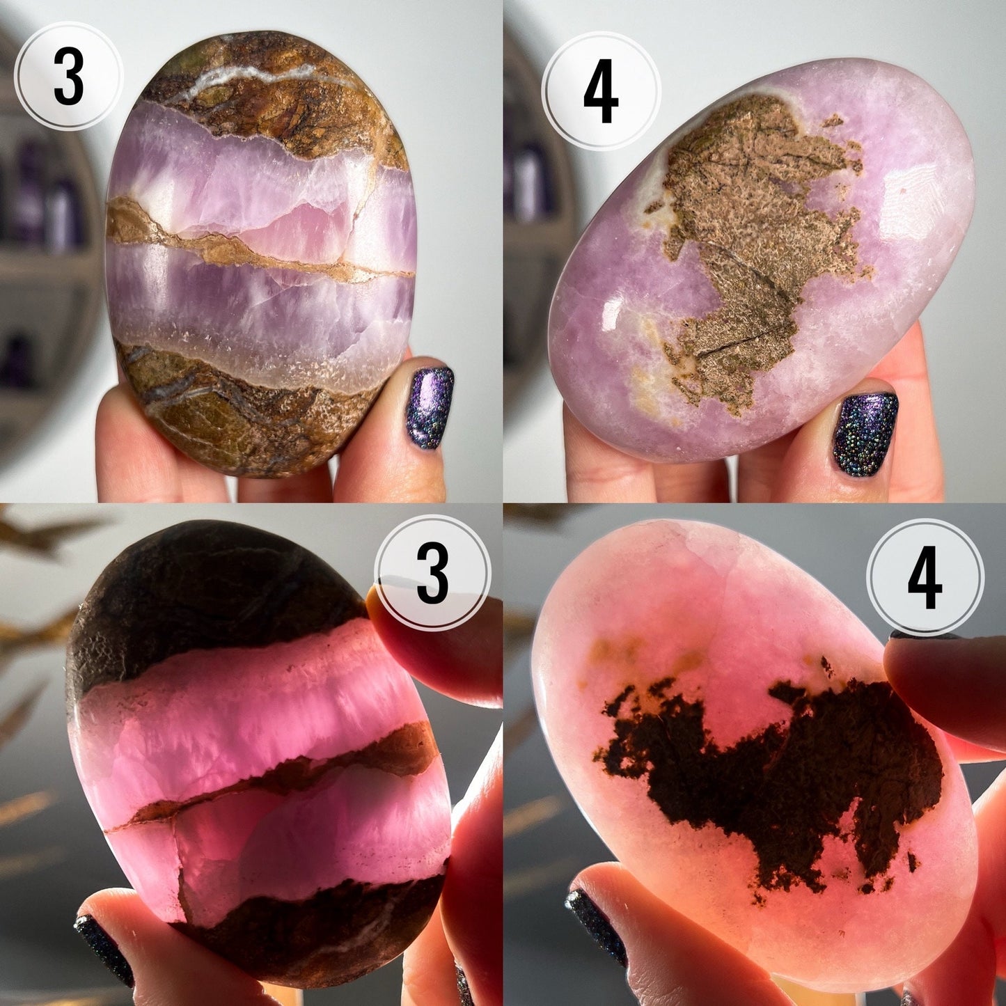 Pink Aragonite Palm Stones