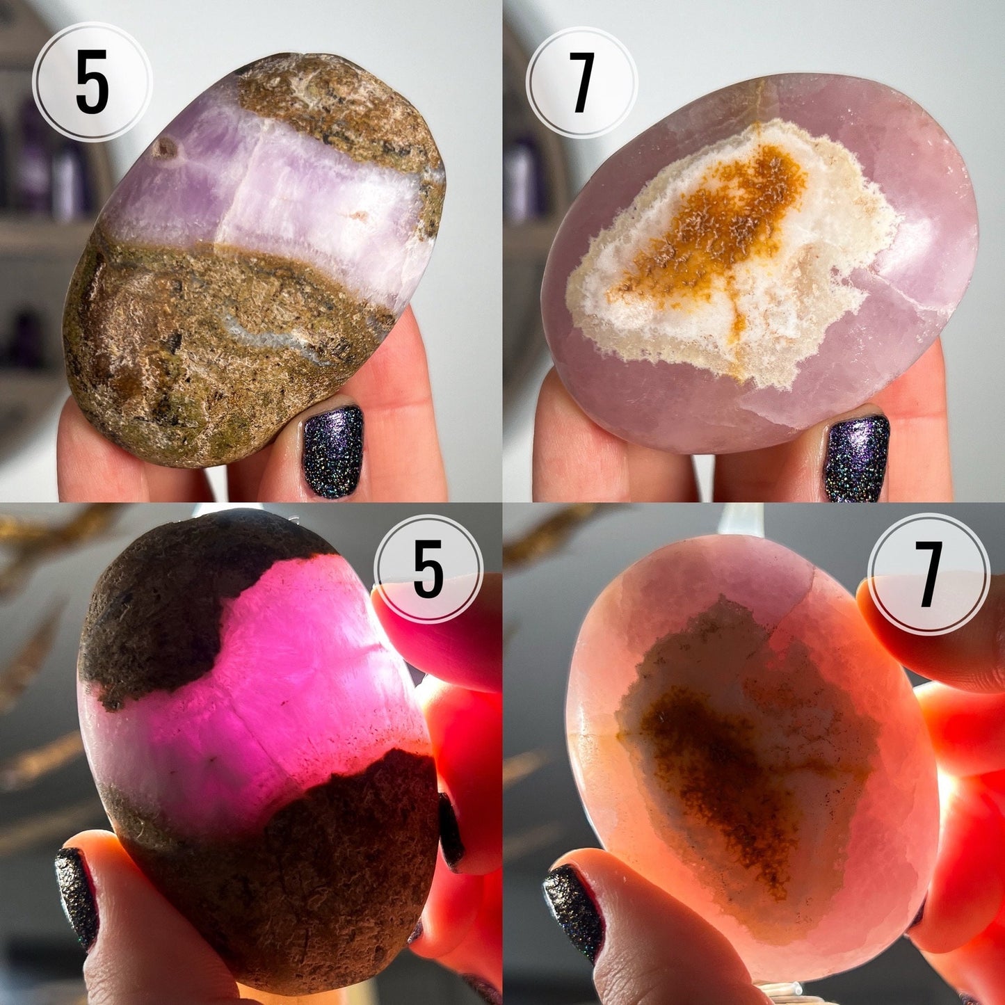 Pink Aragonite Palm Stones