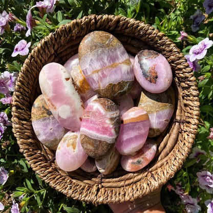 Pink Aragonite Palm Stones