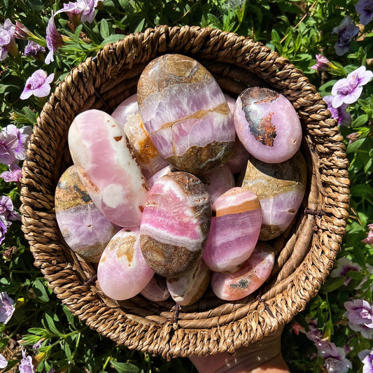 Pink Aragonite Palm Stones