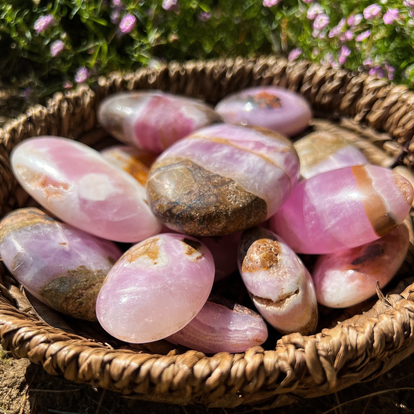 Pink Aragonite Palm Stones