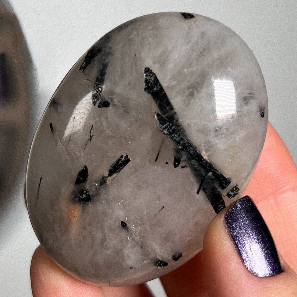 Tourmaline Quartz Palm Stone