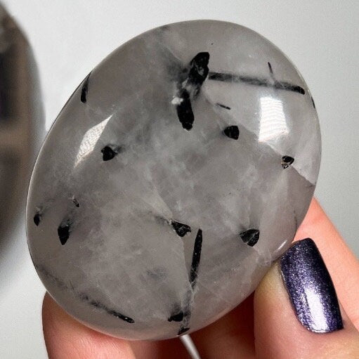 Tourmaline Quartz Palm Stone