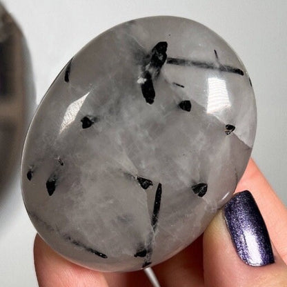 Tourmaline Quartz Palm Stone