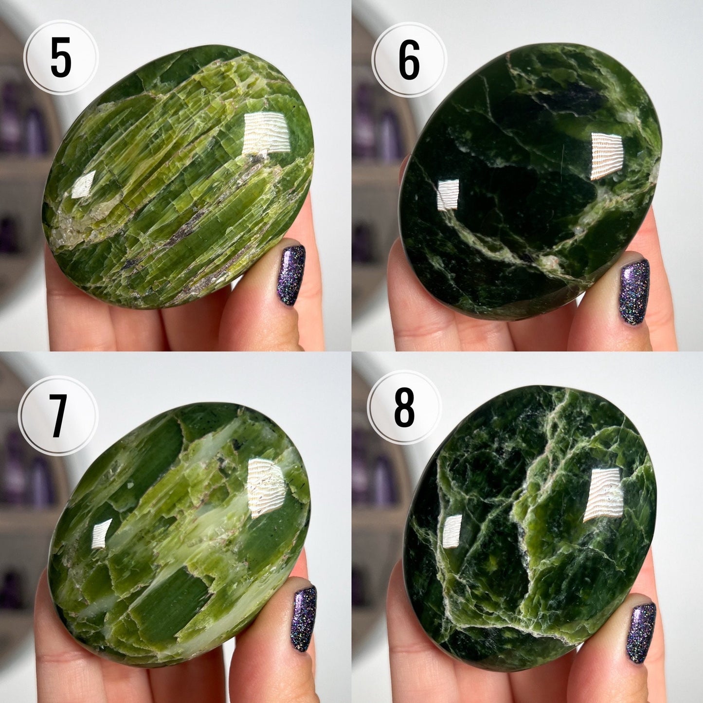 Green Tremolite Palm Stone