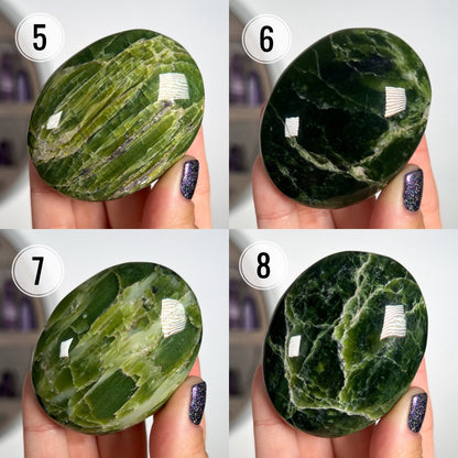 Green Tremolite Palm Stone