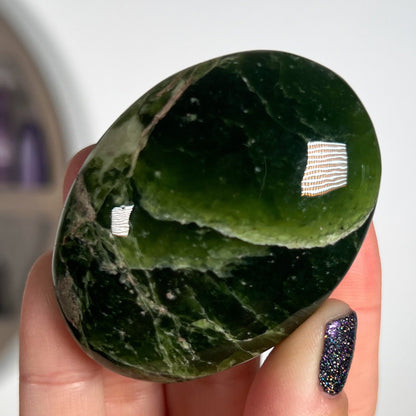 Green Tremolite Palm Stone