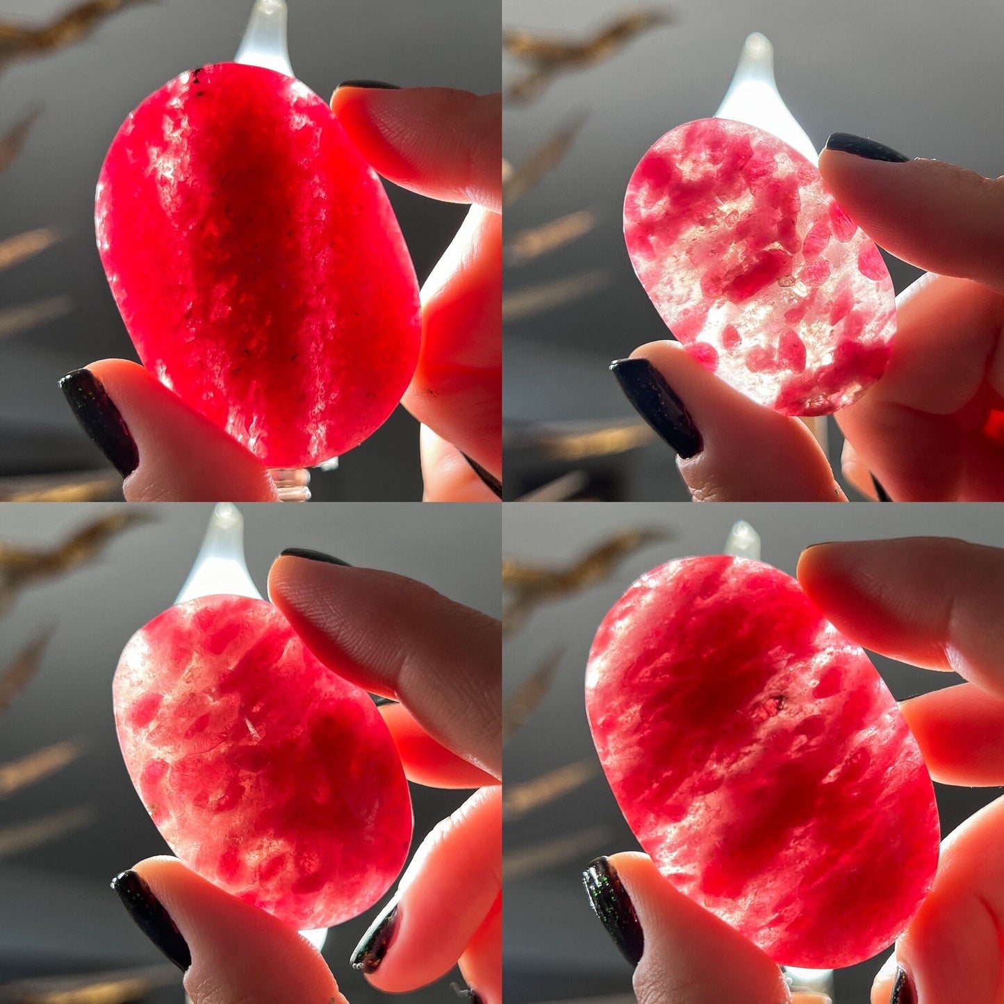 Gem Rhodonite Quartz Palm Stones