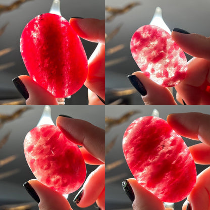 Gem Rhodonite Quartz Palm Stones