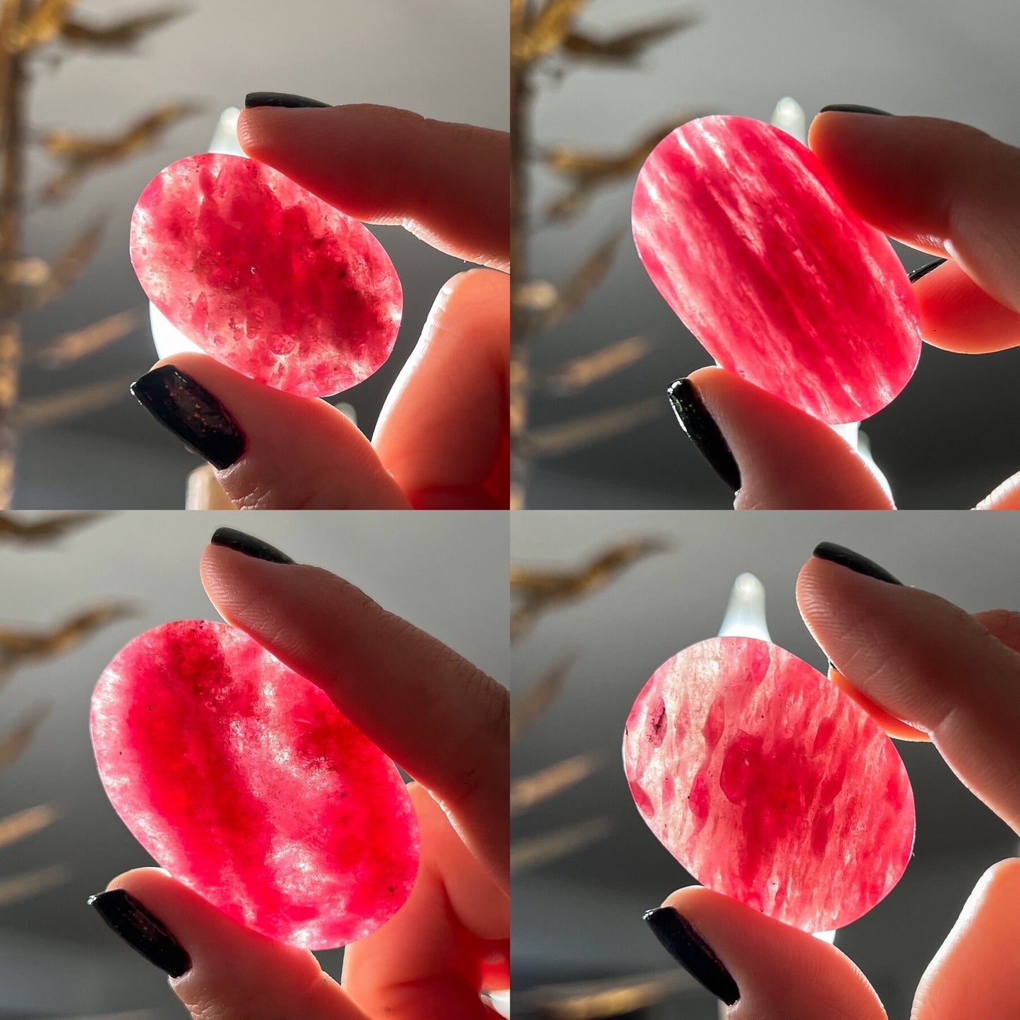 Gem Rhodonite Quartz Palm Stones