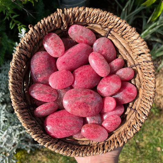 Gem Rhodonite Quartz Palm Stones