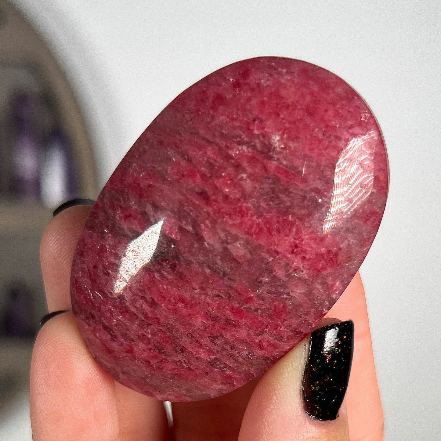 Gem Rhodonite Quartz Palm Stones