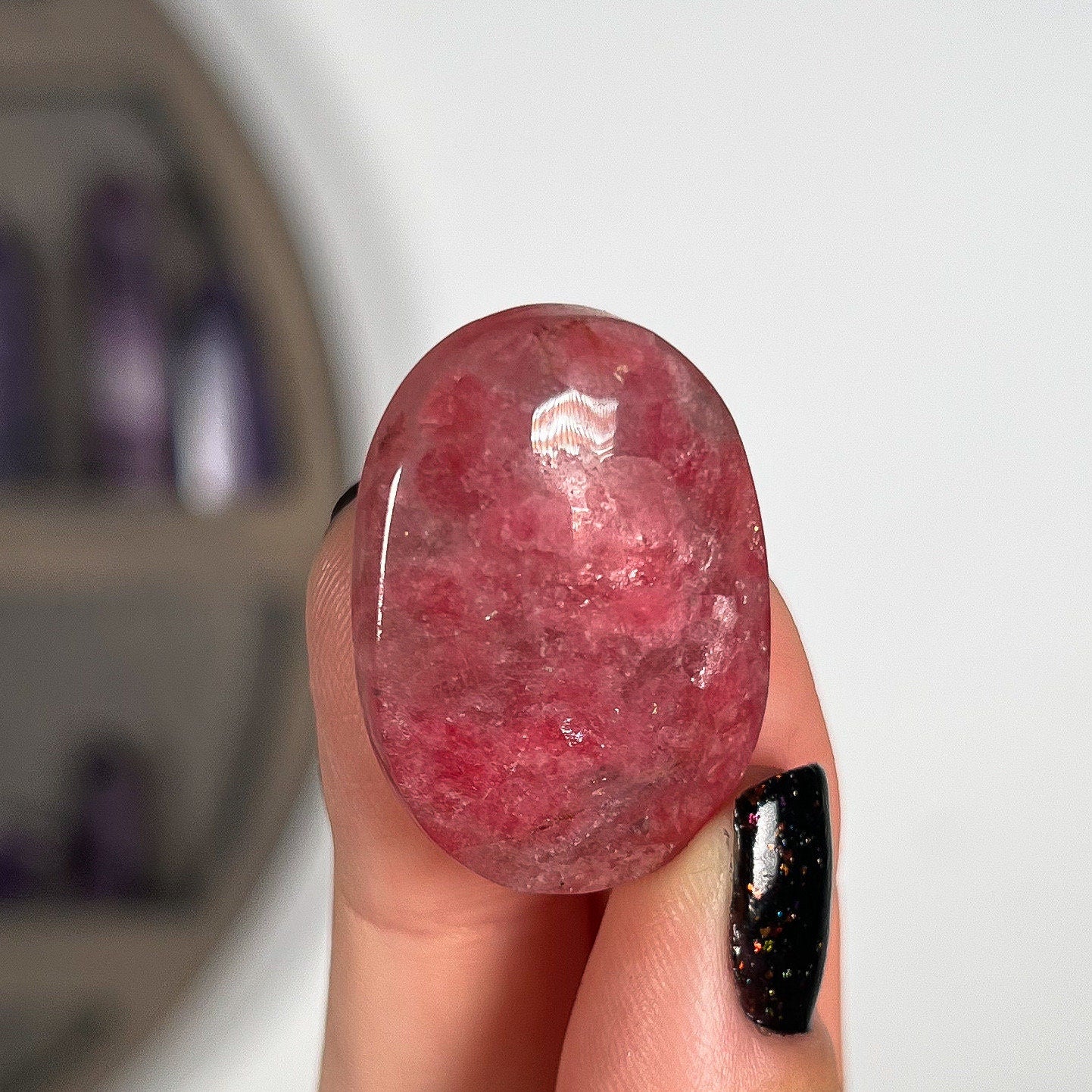 Gem Rhodonite Quartz Palm Stones