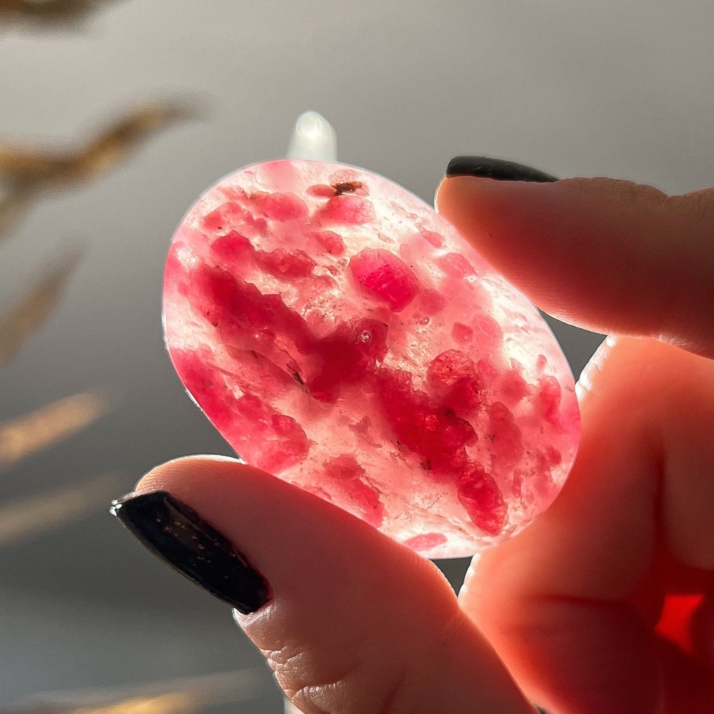 Gem Rhodonite Quartz Palm Stones