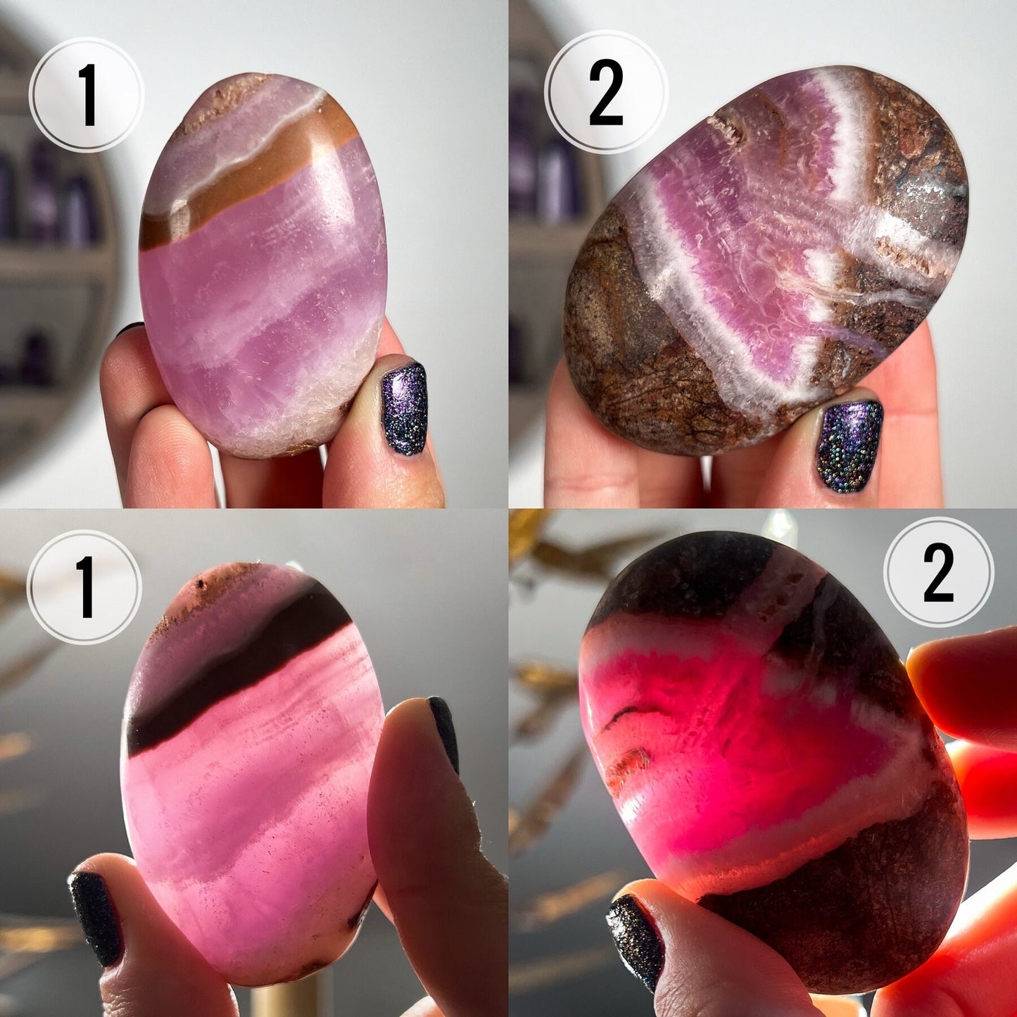 Pink Aragonite Palm Stones