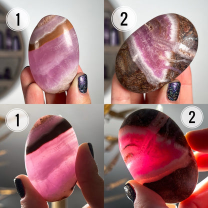 Pink Aragonite Palm Stones
