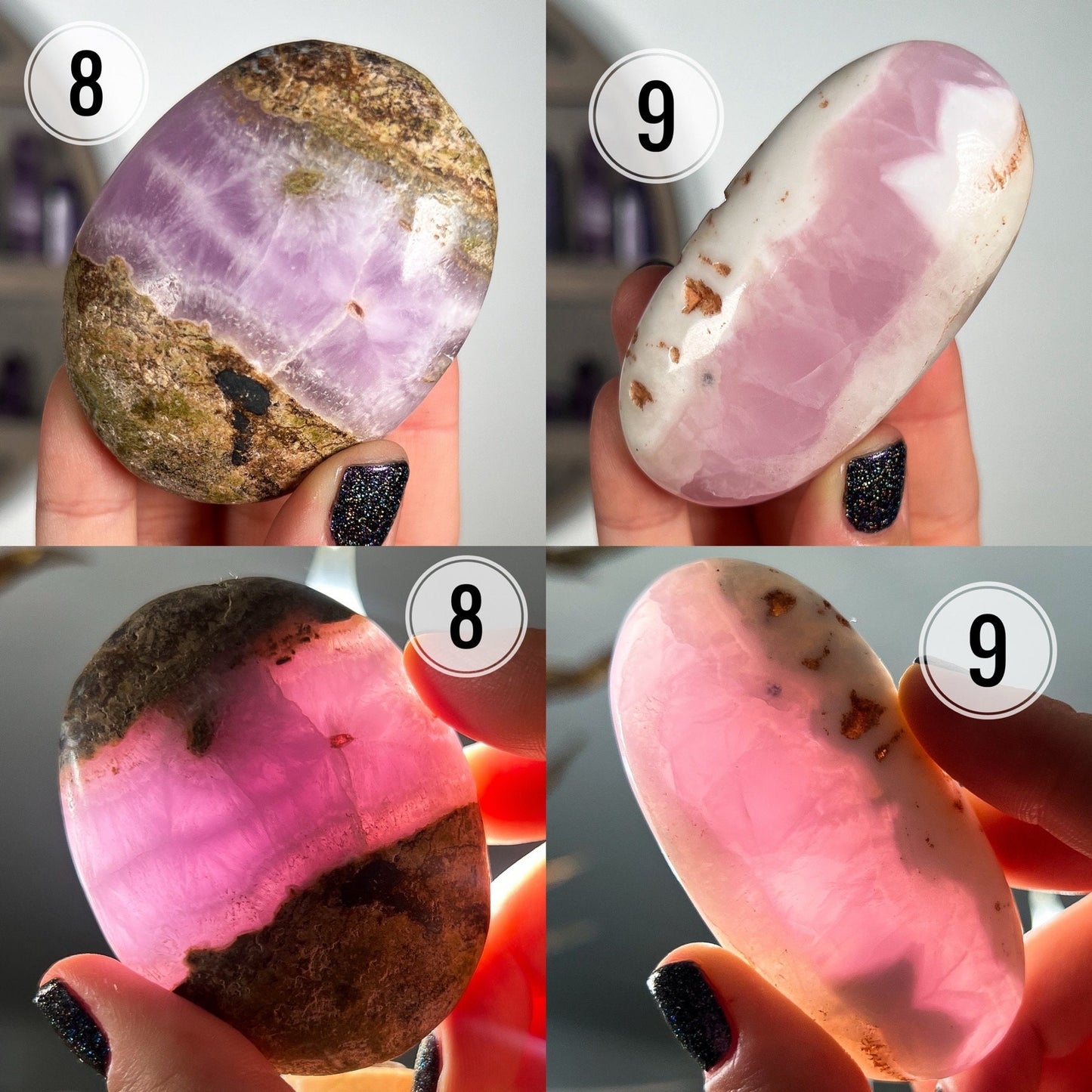 Pink Aragonite Palm Stones