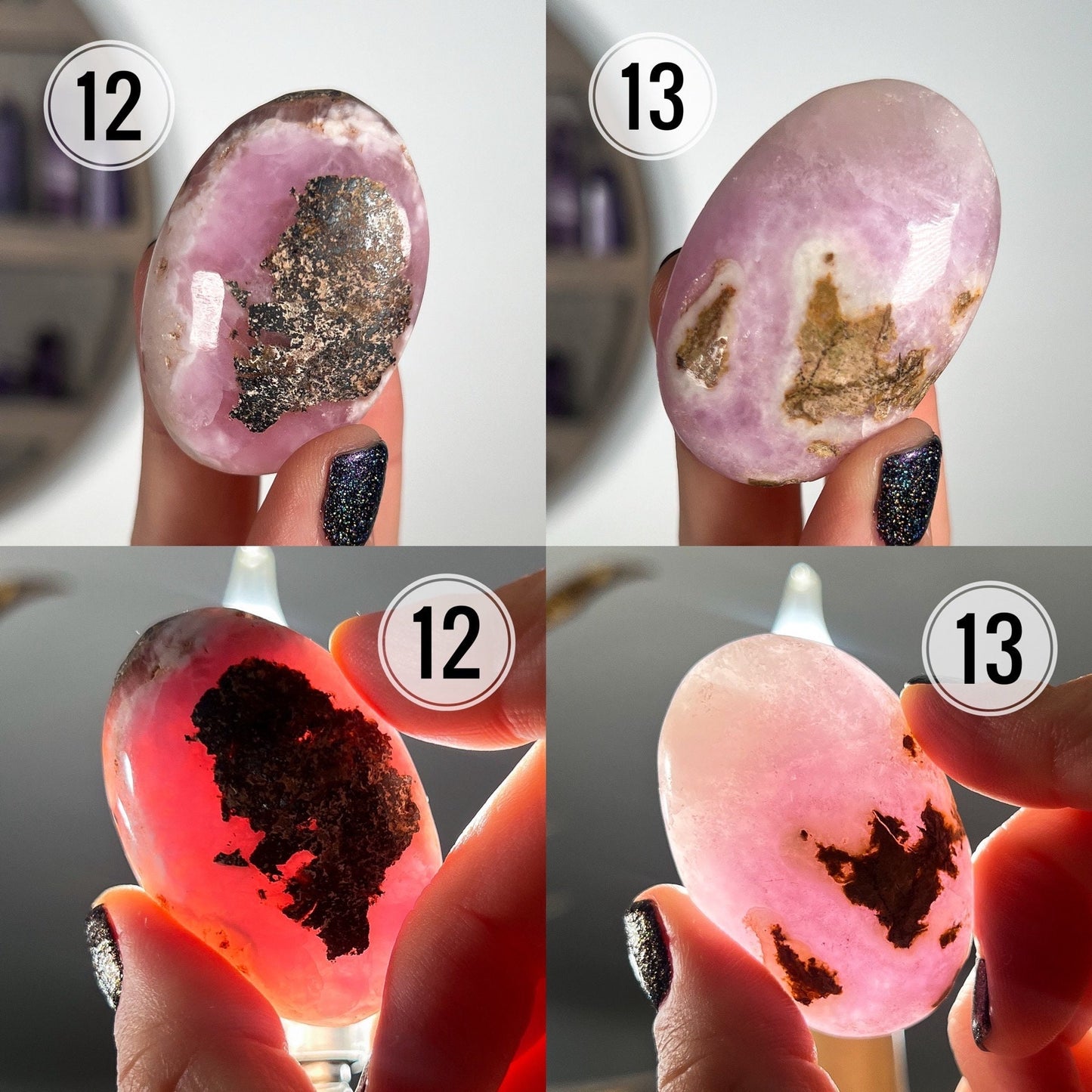 Pink Aragonite Palm Stones