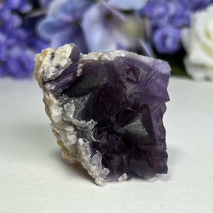 Raw Etched Purple Cubic Fluorite Cluster