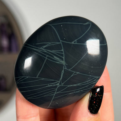 Spider Obsidian Palm Stones