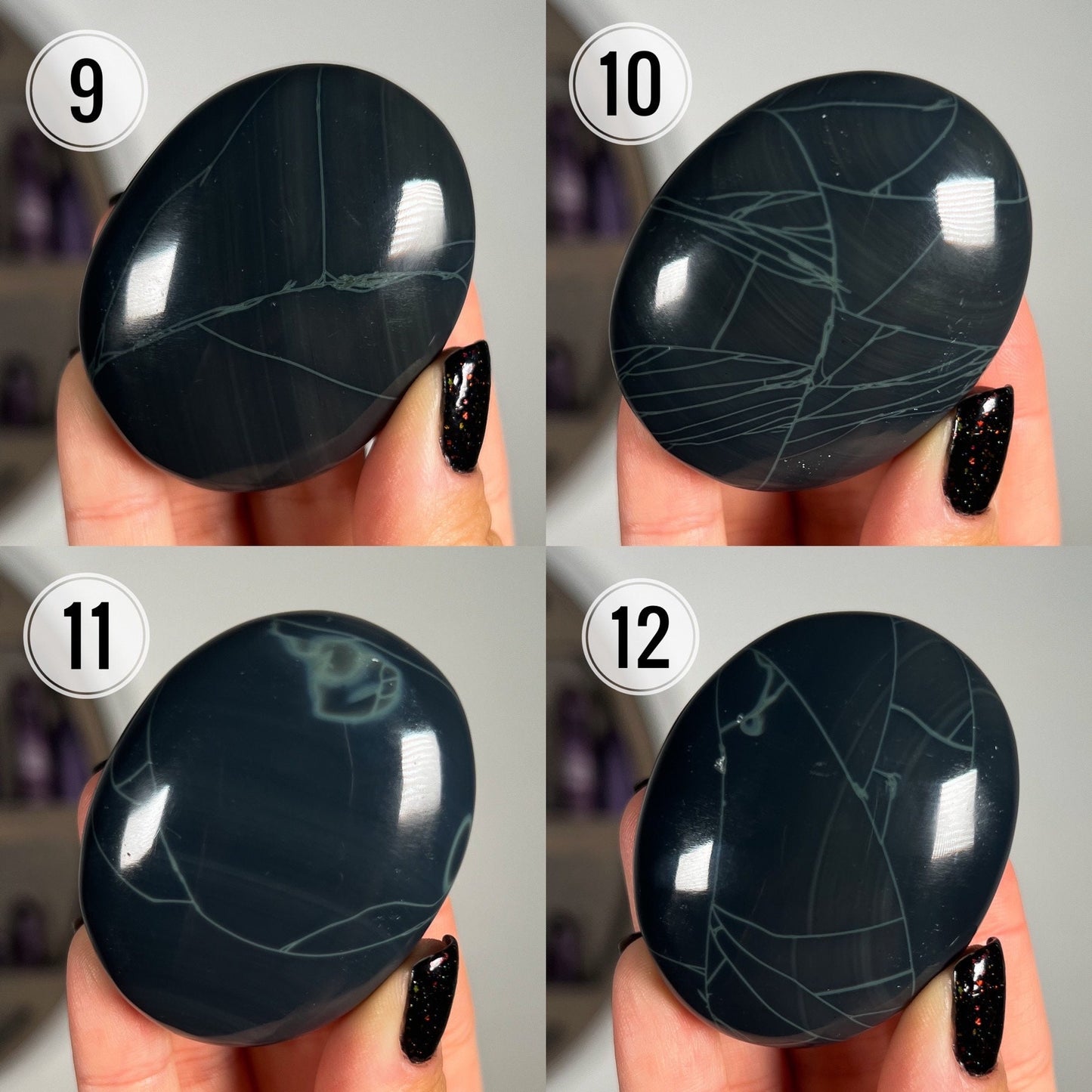 Spider Obsidian Palm Stones