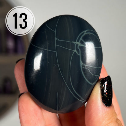 Spider Obsidian Palm Stones