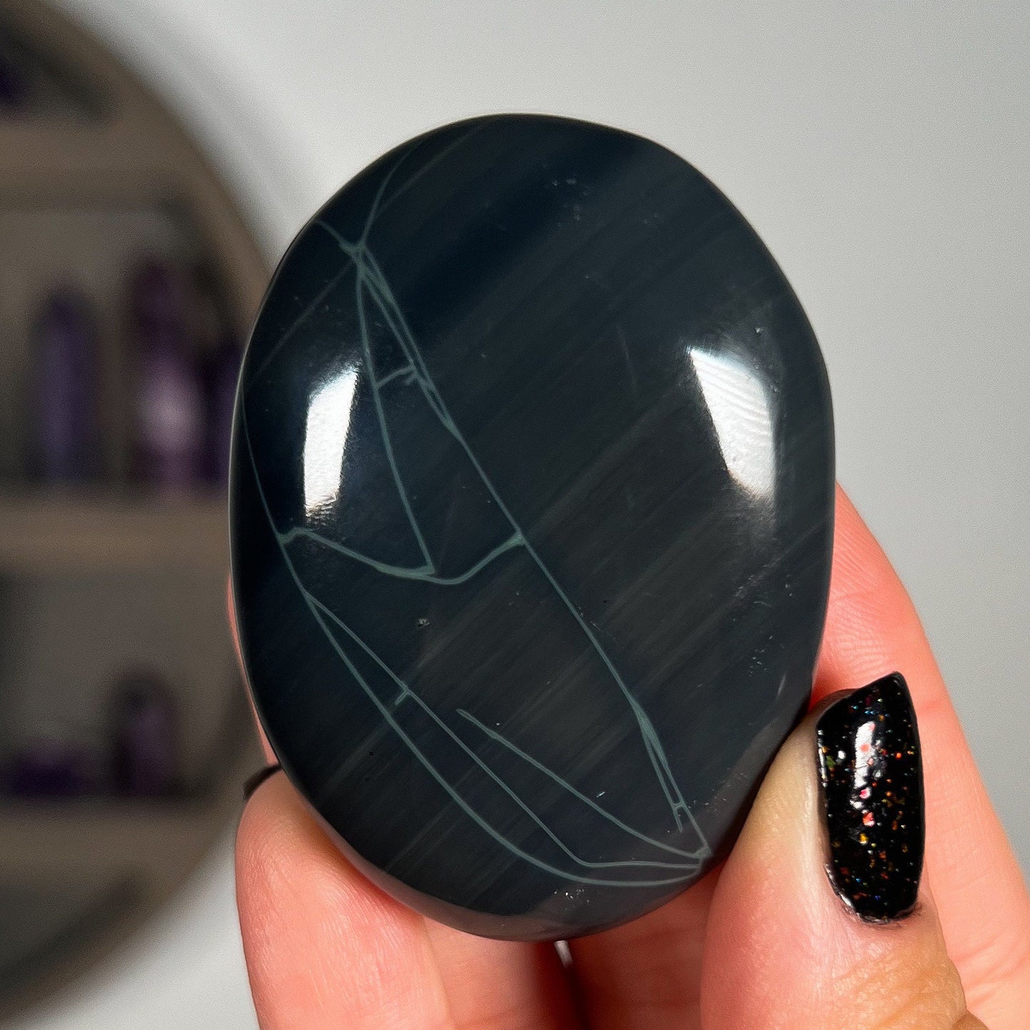Spider Obsidian Palm Stones