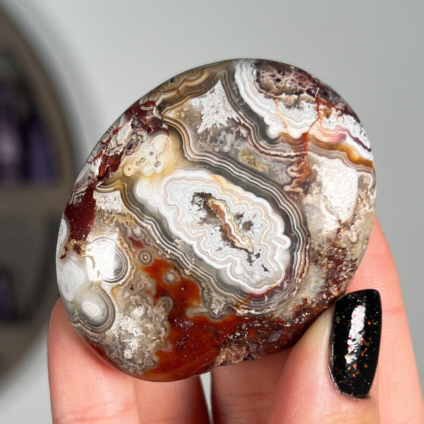 Crazy Lace Agate Palm Stones