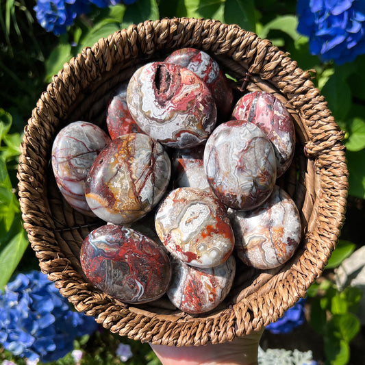 Crazy Lace Agate Palm Stones