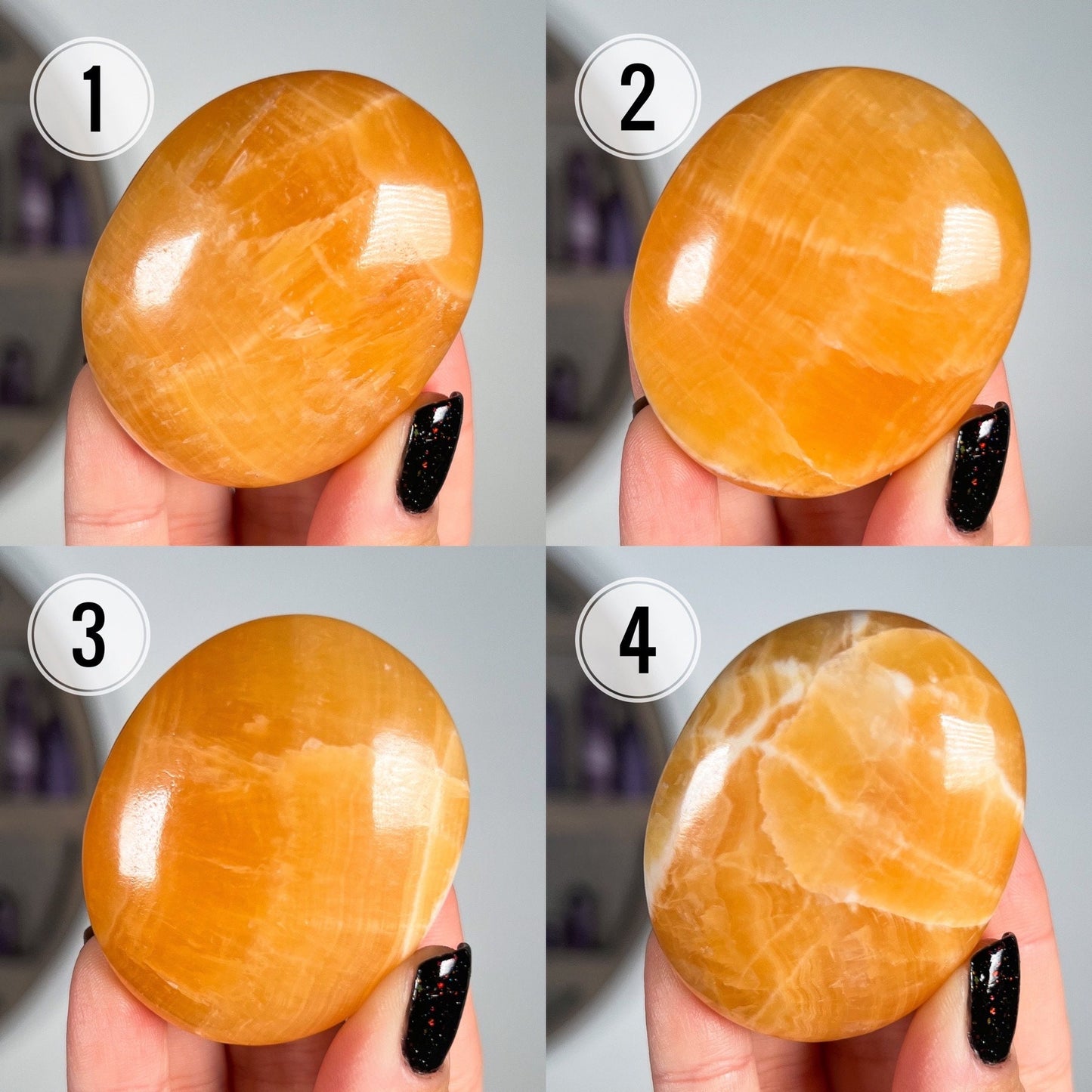 Orange Calcite Palm Stone
