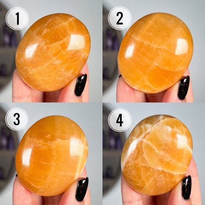 Orange Calcite Palm Stone