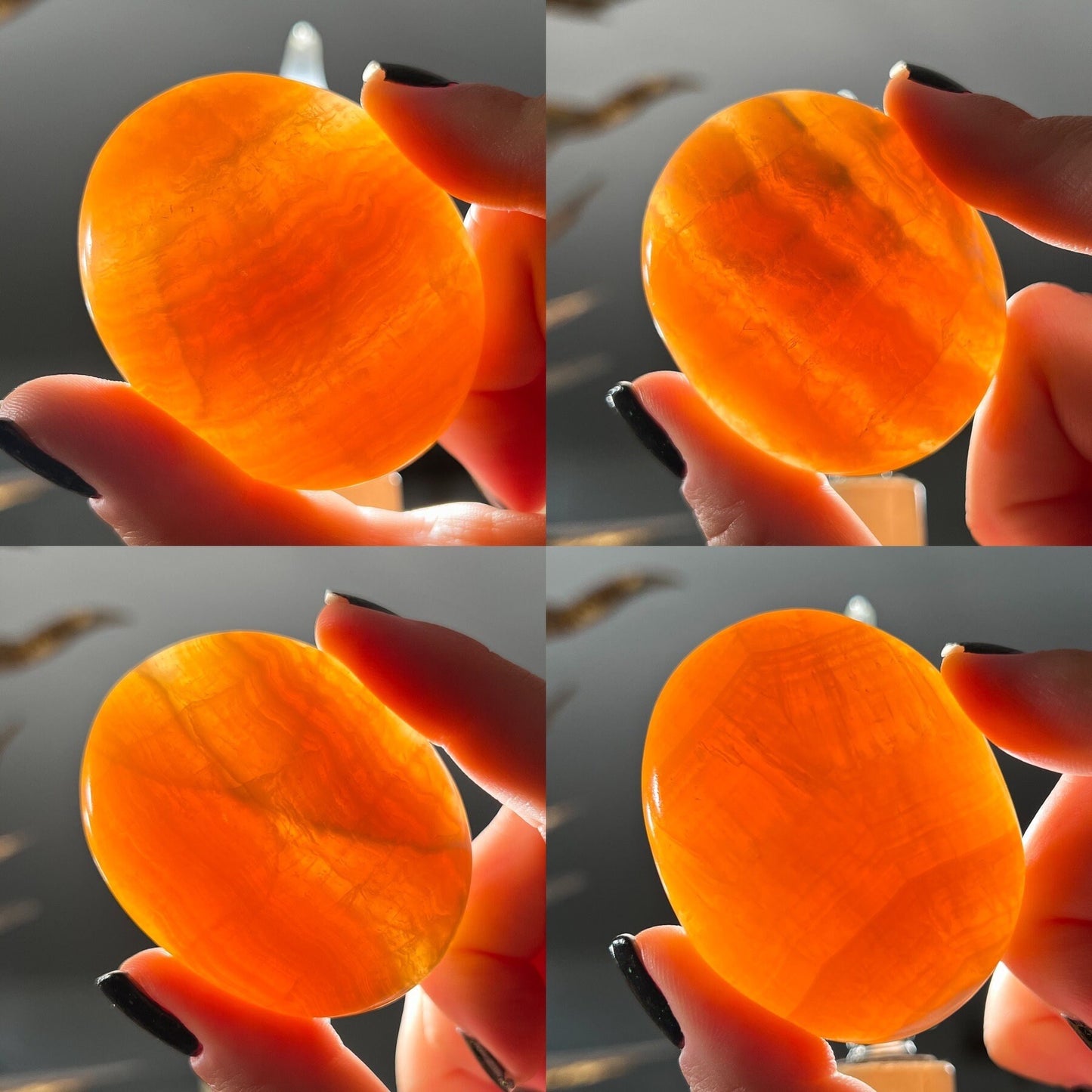 Orange Calcite Palm Stone