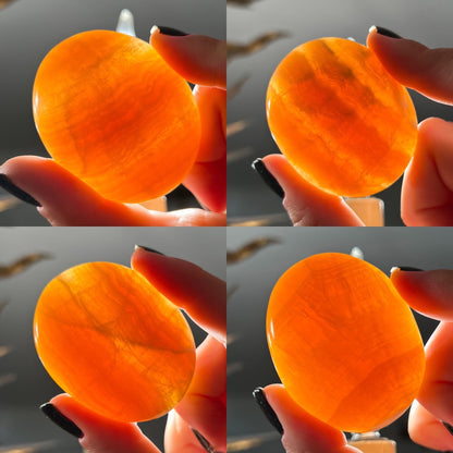 Orange Calcite Palm Stone
