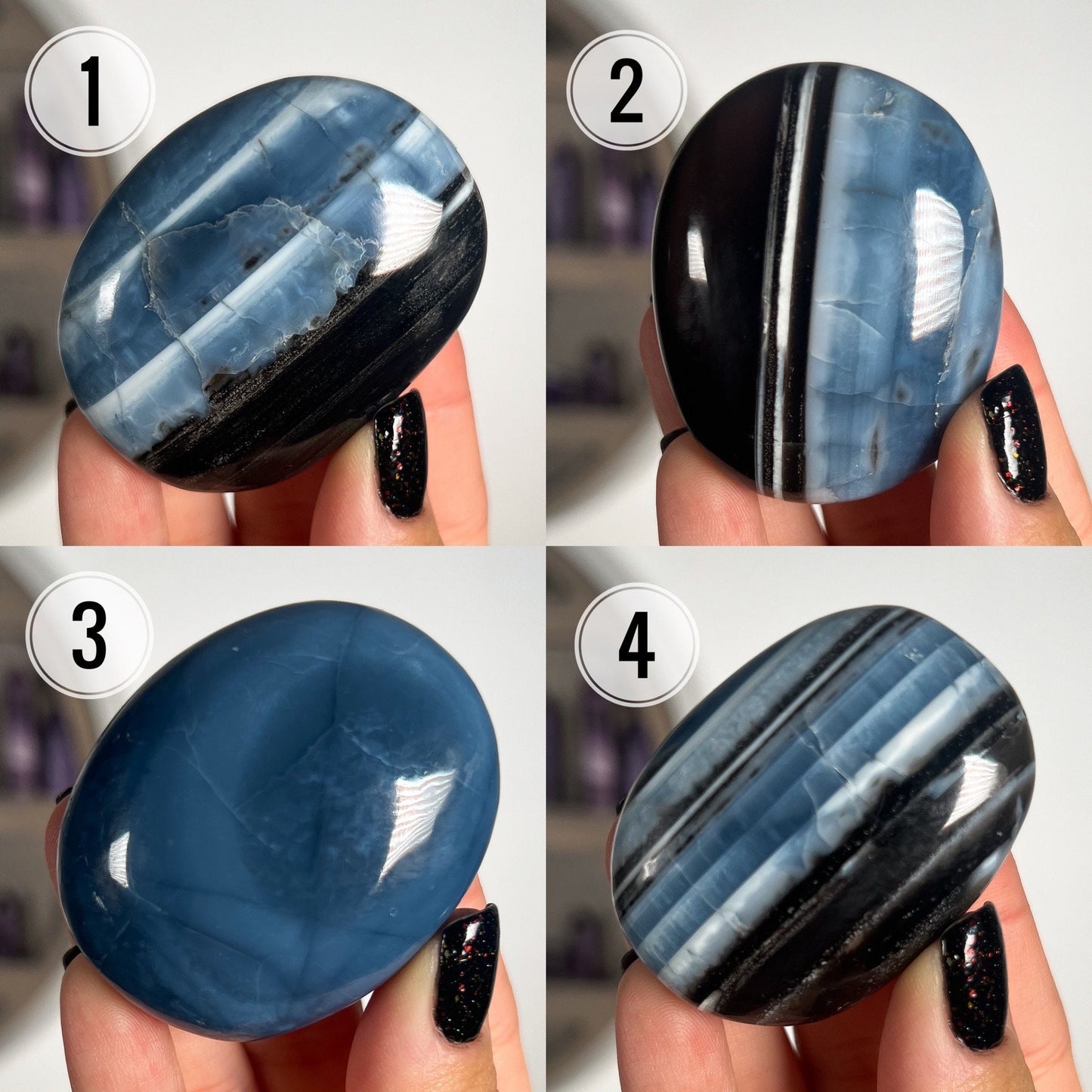 Blue Owyhee Opal Palm Pocket Stone