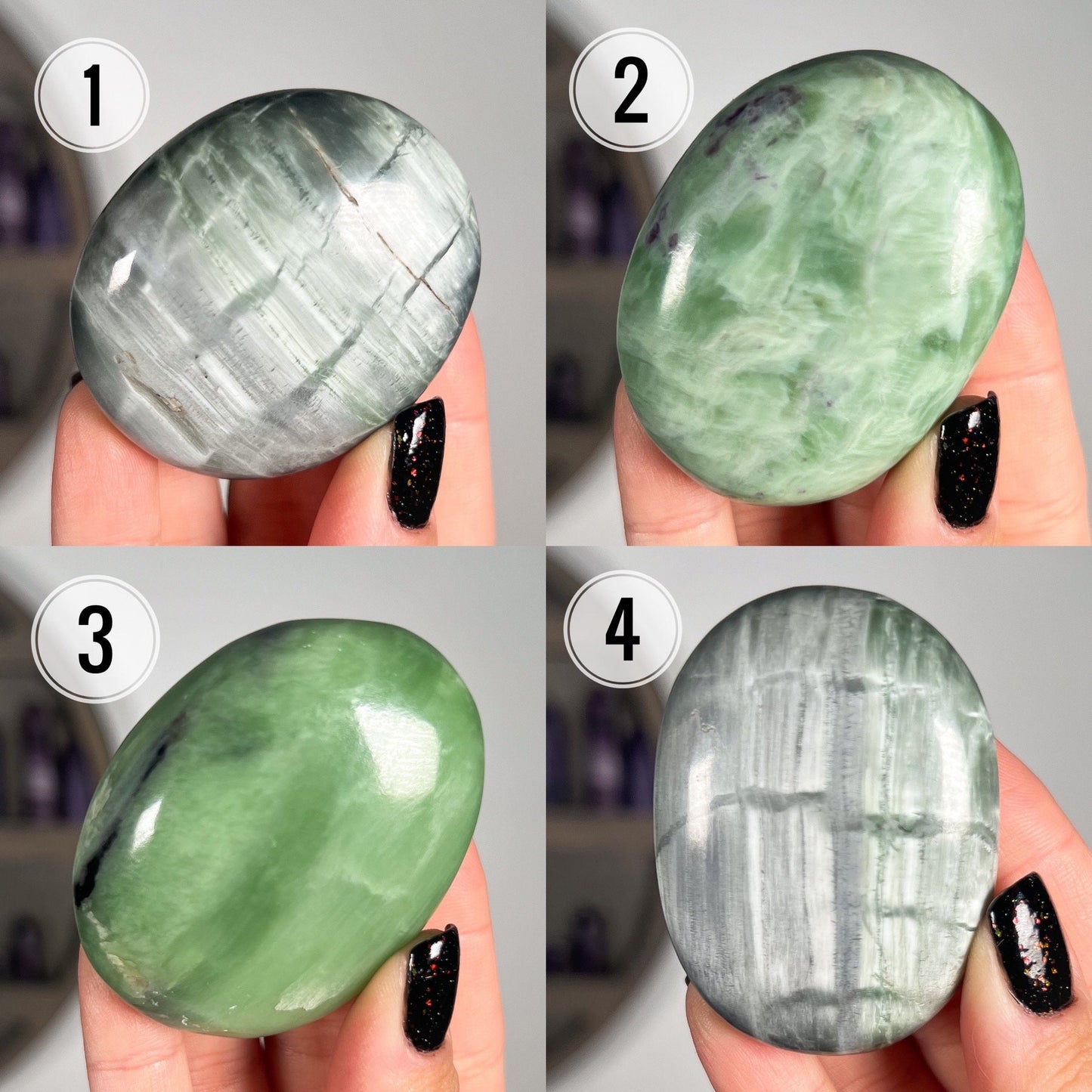 Green Kammererite Palm Stones
