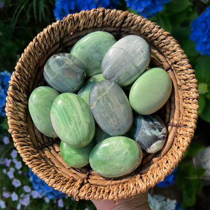 Green Kammererite Palm Stones