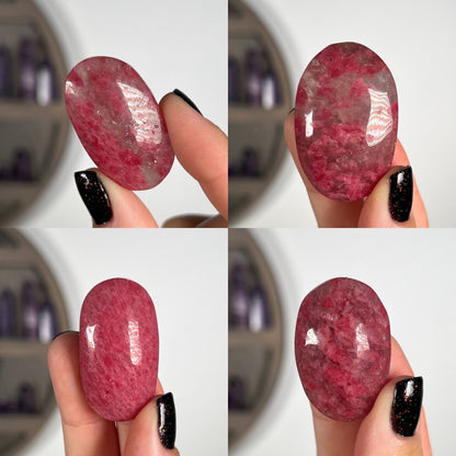 Gem Rhodonite Quartz Palm Stones