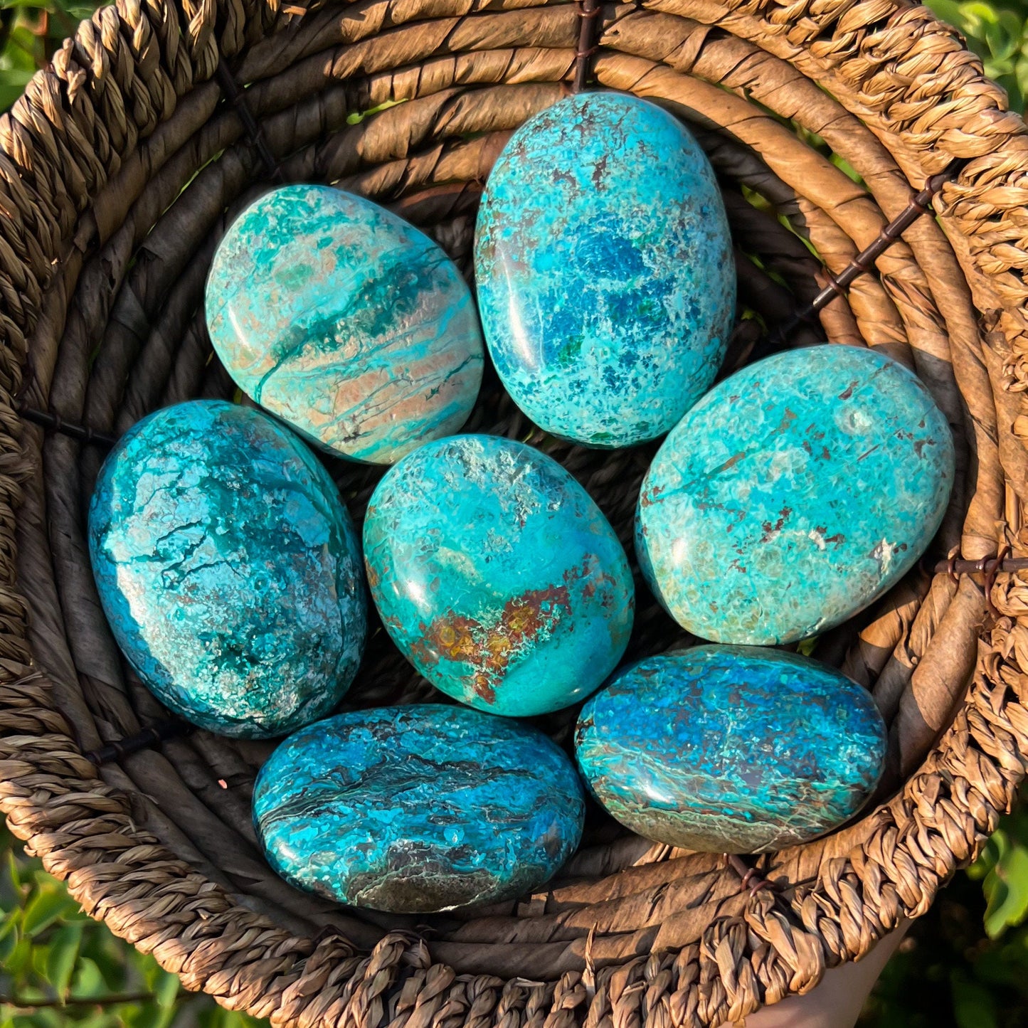 Shattuckite Palm Stones