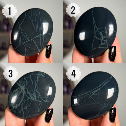 Spider Obsidian Palm Stones