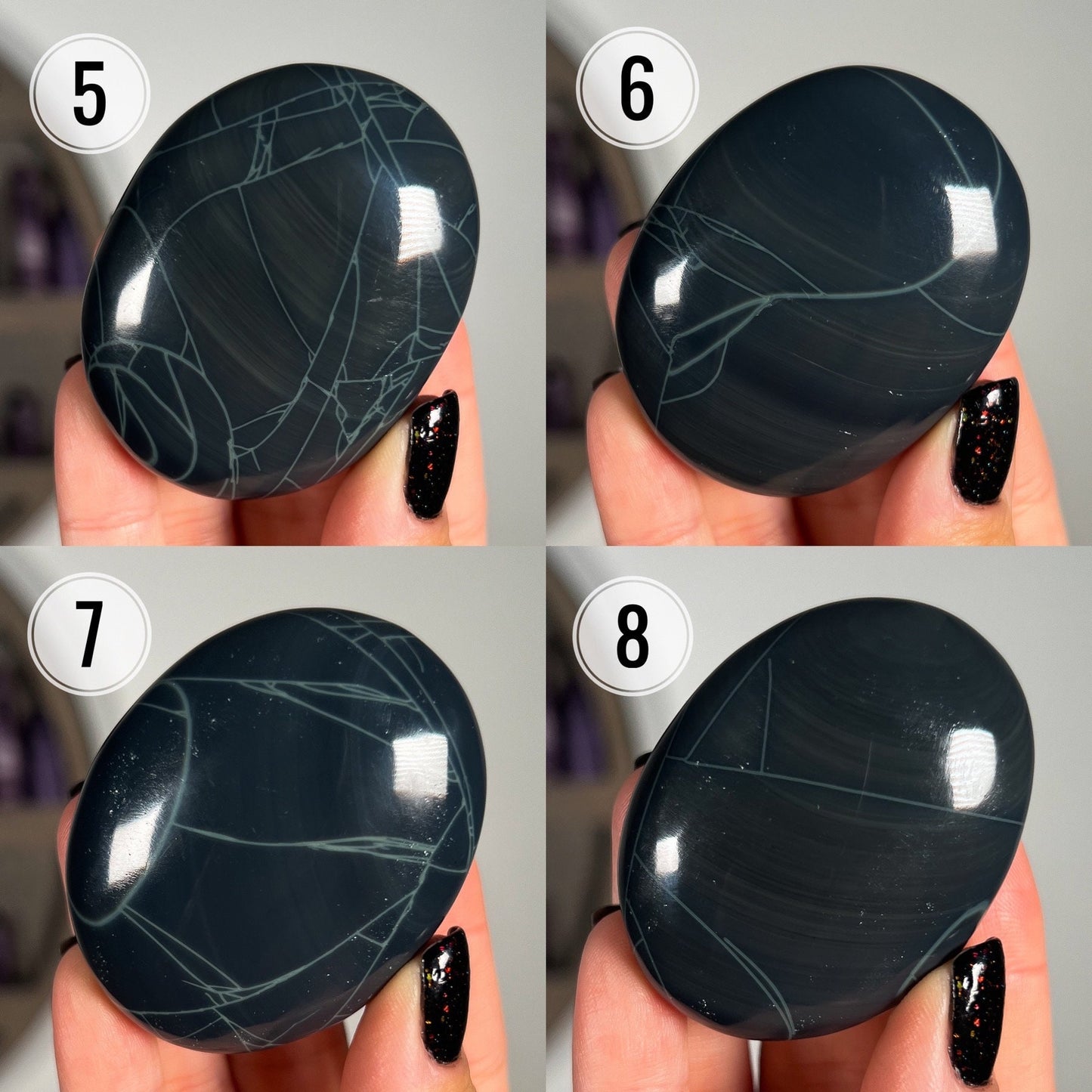 Spider Obsidian Palm Stones