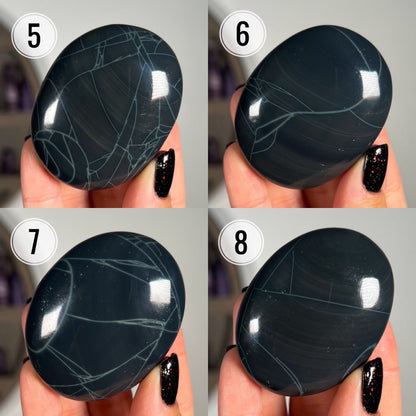 Spider Obsidian Palm Stones