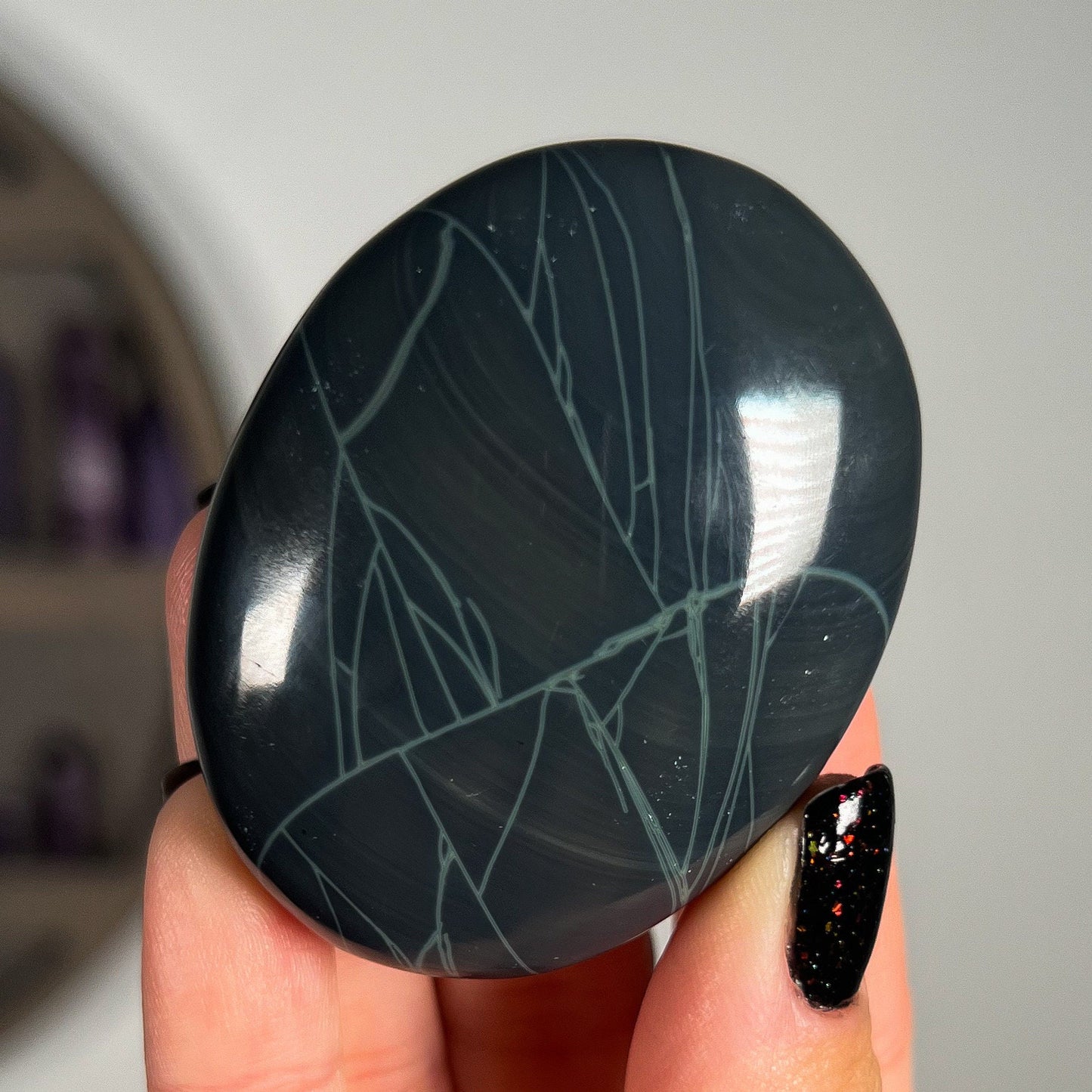 Spider Obsidian Palm Stones