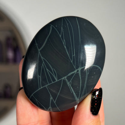 Spider Obsidian Palm Stones