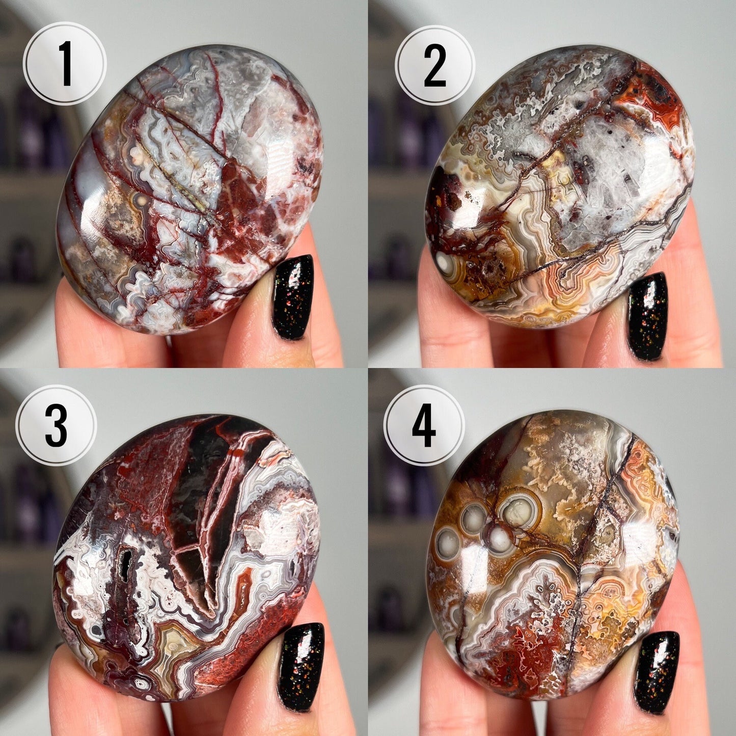 Crazy Lace Agate Palm Stones