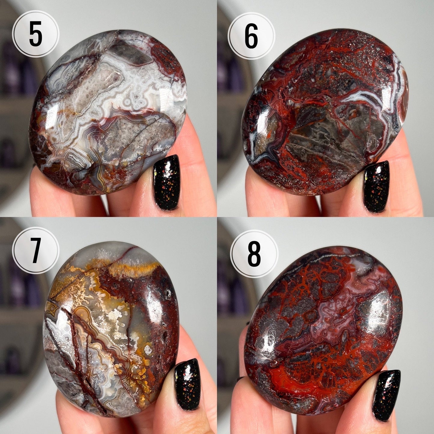 Crazy Lace Agate Palm Stones