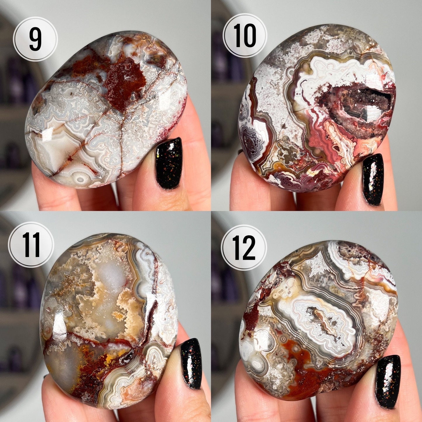 Crazy Lace Agate Palm Stones