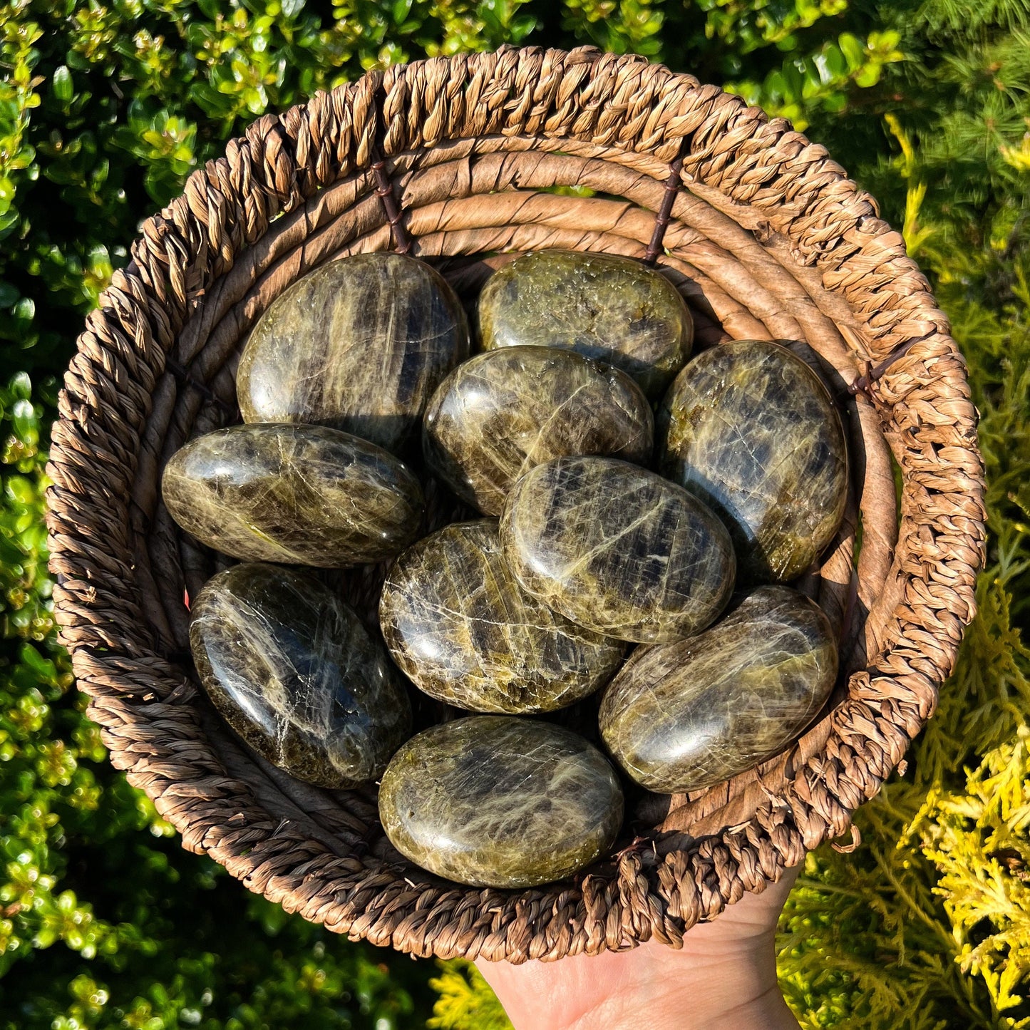 Green Tourmaline Palm Stones
