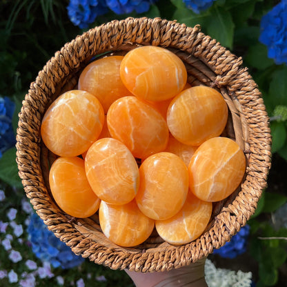 Orange Calcite Palm Stone