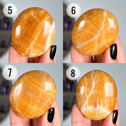 Orange Calcite Palm Stone