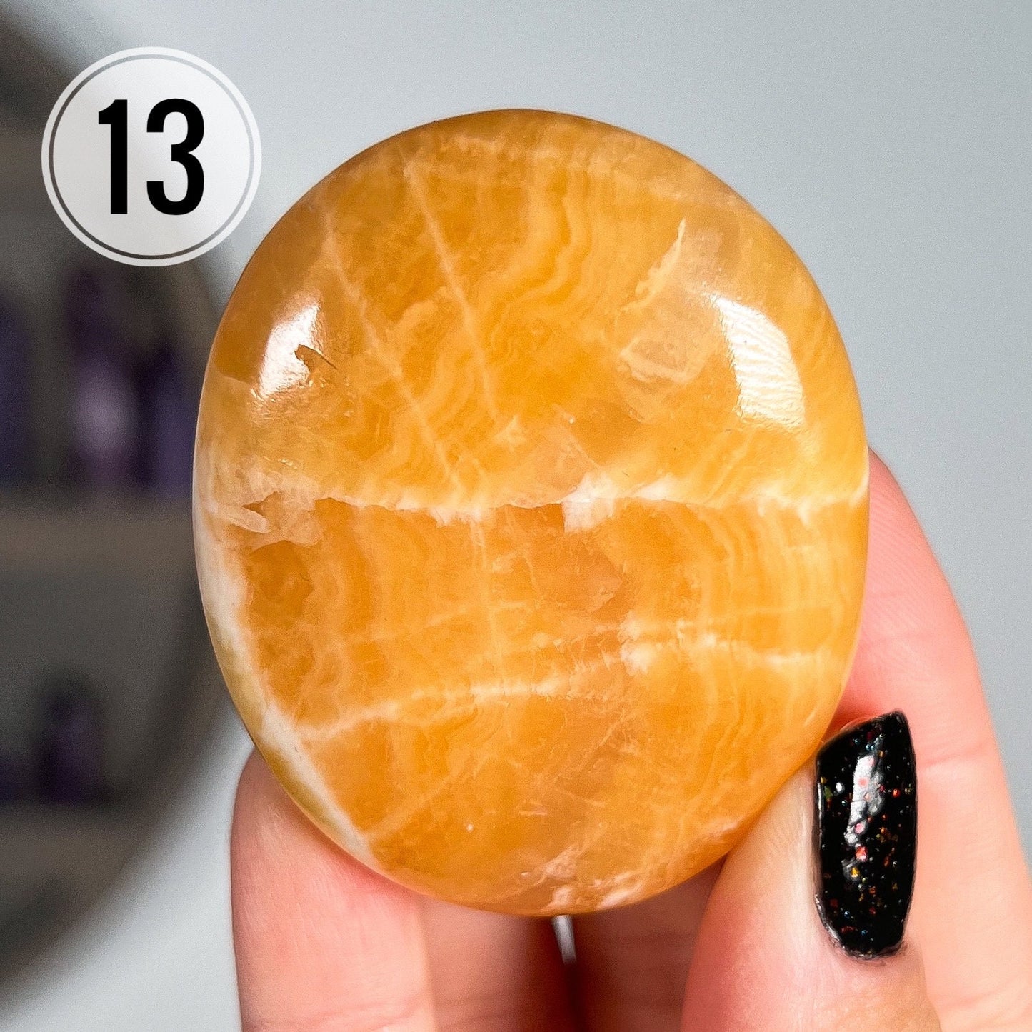 Orange Calcite Palm Stone